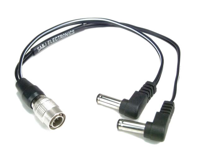 2 Right Angle DC to Hirose 4-Pin Input Y Cable for Lectrosonics receivers 